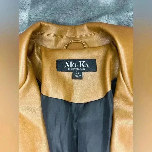 Mo-Ka Women’s Faux Leather Blazer, size XS, in color Peanut, BNWT - Picture 8 of 9